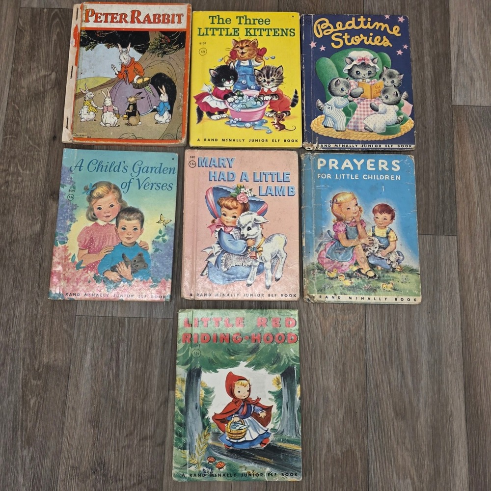 Vtg Rand McNally Junior Elf Books Lot of 7 1950s Peter Rabbit Red Riding Hood